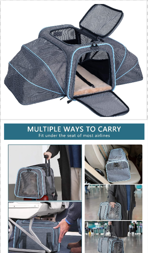 Petsfit Expandable Cats and Small Dogs Carrier for Alaska Airlines